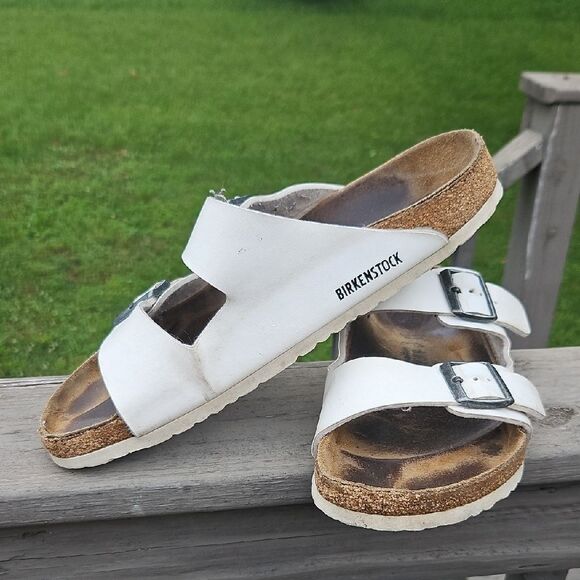 Birkenstock Arizona White Sandals Size 44 | Open Footprint | Cork Wear - Picture 1 of 8